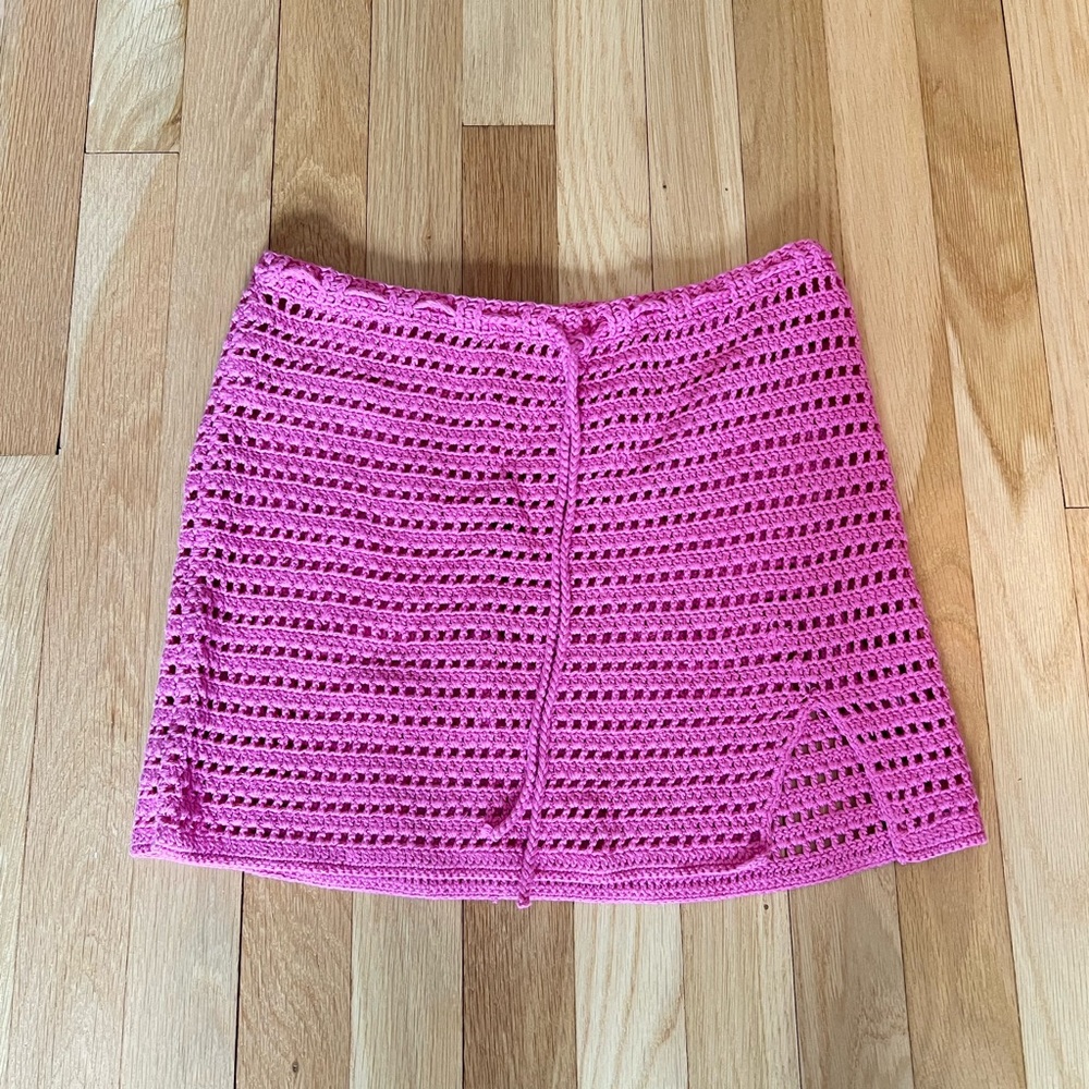 Pacsun Pink Crochet Mini Skirt